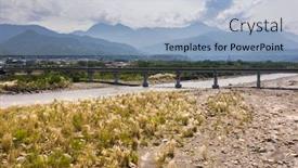  Presentation with golden - PPT theme with bridge-over-river-with-golden background and a light blue colored foreground