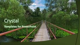  Presentation with forest bridge - Cool new presentation theme with bridge over small river backdrop and a tawny brown colored foreground