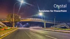  Presentation with bridge - Presentation design having bridge-over-the-main-road background and a ocean colored foreground