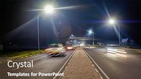  Presentation with traffic road - Amazing presentation theme having bridge-over-the-main-road backdrop and a violet colored foreground