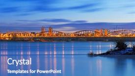  Presentation with poland - Beautiful slide deck featuring bridge over vistula river in grudziadz at dusk poland backdrop and a teal colored foreground