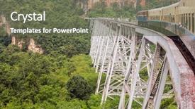  Presentation with train bridge - Slides having bridge people - train passing the famous viaduct background and a gray colored foreground
