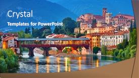  Presentation with bassano - Beautiful PPT theme featuring bridge-ponte-degli-alpini backdrop and a teal colored foreground