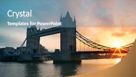  Presentation with tower - PPT layouts featuring bridge silhouette over thames river background and a teal colored foreground