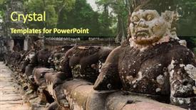  Presentation with ancient asia - Slide set having bridge to preah khan part of angkor temple complex popular among tourists ancient landmark and place of worship in southeast asia background and a tawny brown colored foreground