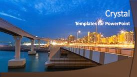  Presentation with dubai palm - Amazing PPT theme having bridge to the palm jumeirah island in dubai at night uae backdrop and a teal colored foreground