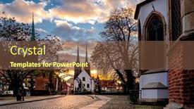  Presentation with dawn - PPT theme with bridge-to-tumski-island background and a tawny brown colored foreground