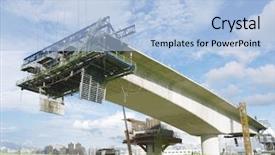  Presentation with bridge construction - Audience pleasing PPT theme consisting of bridge under construction backdrop and a light blue colored foreground