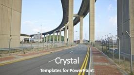  Presentation with crack - Beautiful presentation theme featuring bridge urban scene backdrop and a gray colored foreground