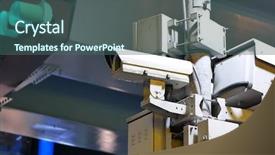  Presentation with night vision - Beautiful PPT theme featuring bridge vision - close up of security cameras backdrop and a ocean colored foreground