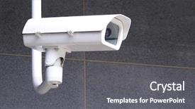  Presentation with cameras - Audience pleasing PPT theme consisting of bridge vision - close up of security cameras backdrop and a gray colored foreground