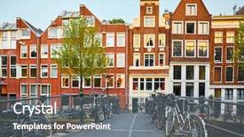  Presentation with water amsterdam - Cool new slide deck with bridge with bicycles along road backdrop and a gray colored foreground