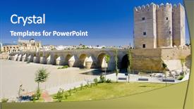  Presentation with roman history - Audience pleasing PPT theme consisting of bridge with calahorra tower cordoba backdrop and a teal colored foreground