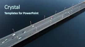  Presentation with city of chicago aerial view - Presentation design having bridge with cars and dnipr background and a ocean colored foreground