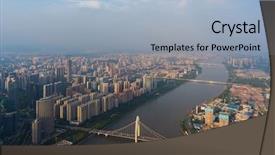  Presentation with china guangzhou - Amazing PPT layouts having bridges ans river at sunny backdrop and a light blue colored foreground
