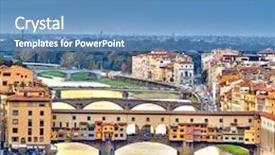  Presentation with bridges - PPT theme having bridges over arno river at sunset florence italy background and a teal colored foreground