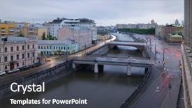  Presentation with bridges - PPT theme with bridges over drainage channel embankment background and a dark gray colored foreground