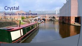  Presentation with canals - PPT theme having bridgewater canals in manchester uk background and a sky blue colored foreground