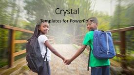  Presentation with hands holding - Theme consisting of bridging education - cute pupils holding hands background and a mint green colored foreground