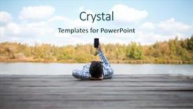  Presentation with smartphone - Amazing presentation having bridging education - image of brunet with smartphone backdrop and a sky blue colored foreground