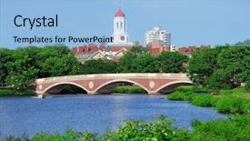  Presentation with harvard - Colorful presentation enhanced with bridging education - john w weeks bridge backdrop and a light blue colored foreground