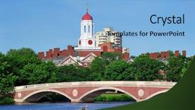  Presentation with boat river - Slides enhanced with bridging education - john w weeks bridge background and a light blue colored foreground