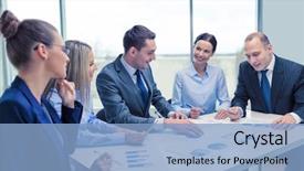  Presentation with team meeting - PPT layouts having executive brief - business and office concept background and a light blue colored foreground