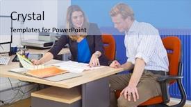  Presentation with coworkers - Slides enhanced with brief and some technical drawing background and a light blue colored foreground