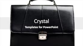  Presentation with black males business - Presentation with brief case - black leather business suitcase isolated background and a  colored foreground