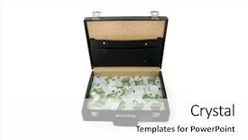  Presentation with bills - Audience pleasing PPT theme consisting of brief case - briefcase with one hundred euros backdrop and a white colored foreground