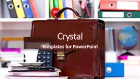  Presentation with brown leather - PPT layouts having brief case - brown leather briefcase on table background and a tawny brown colored foreground