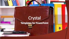  Presentation with brown and white - PPT theme having brief case - brown leather briefcase with office background and a tawny brown colored foreground