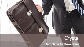  Presentation with investiment portfolio - PPT theme enhanced with brief case - close-up of the portfolio held background and a gray colored foreground