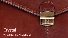  Presentation with brass music - Beautiful presentation theme featuring brief case - closeup of leather briefcase backdrop and a tawny brown colored foreground