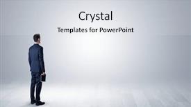  Presentation with case - Slide set featuring brief case - man standing with his back background and a light gray colored foreground