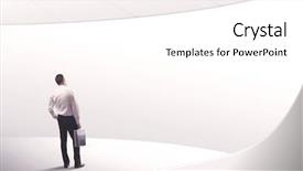  Presentation with space suit - Slide deck consisting of brief case - young sales business person background and a  colored foreground