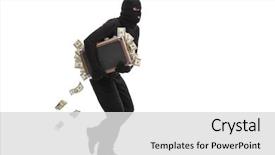  Presentation with mask - PPT theme featuring briefcase full of money background and a light gray colored foreground