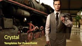  Presentation with train - Slides enhanced with korea traffic safety sign background and a teal colored foreground