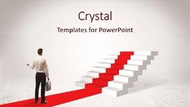  Presentation with red carpet - Theme consisting of briefcase standing on red carpet background and a  colored foreground