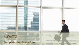  Presentation with walking - Slides enhanced with briefcase walking in office building background and a soft green colored foreground