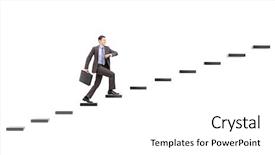  Presentation with heights - Presentation theme featuring briefcase walking on steps toward background and a white colored foreground