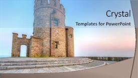  Presentation with irish - Slides featuring brien - castle tower on irish cliffs background and a light blue colored foreground