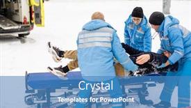  Presentation with ambulance - PPT theme consisting of brigade-of-paramedics-in-winter background and a teal colored foreground