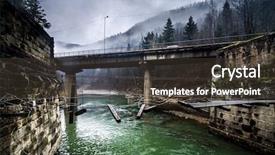  Presentation with pedestrian bridge - Theme featuring brigdes - misty landscape with destroyed pedestrian background and a  colored foreground