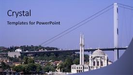  Presentation with europe - Presentation theme with brigdes - mosque and bosphor brigde linking background and a  colored foreground