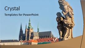  Presentation with prague - Presentation design having brigdes - statue on charles brigde background and a  colored foreground