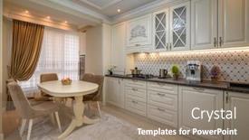  Presentation with kitchen design - PPT layouts enhanced with bright-and-airy-classic-beige background and a gray colored foreground