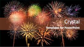  Presentation with night sky - Beautiful theme featuring bright and colorful fireworks backdrop and a tawny brown colored foreground