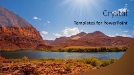  Presentation with boat river - Cool new presentation theme with bright-and-hot-sunny-day backdrop and a light blue colored foreground