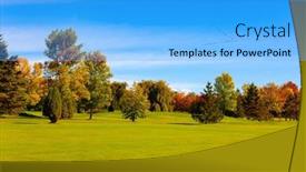  Presentation with green foliage - Presentation consisting of bright-autumn-landscape-the-trees background and a light blue colored foreground